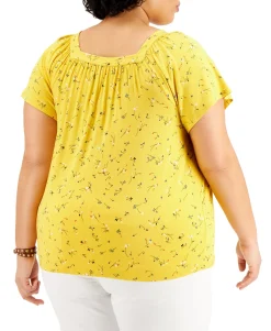 Women's Plus Printed Square-Neck Top