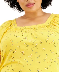 Women's Plus Printed Square-Neck Top