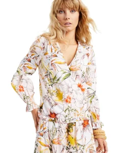 Women's Plus Puff-Sleeve Surplice Blouse