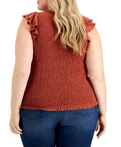 Women's Plus Ruffled Smocked Top