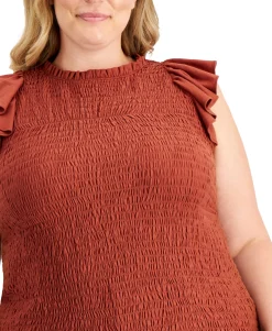 Women's Plus Ruffled Smocked Top