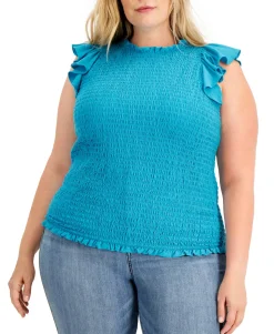 Women's Plus Ruffled Smocked Top