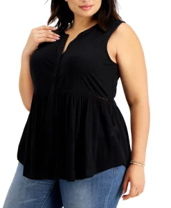 Women's Plus Sleeveless Peplum Top
