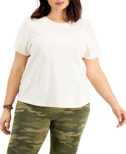 Women's Plus Solid Shrunken Top