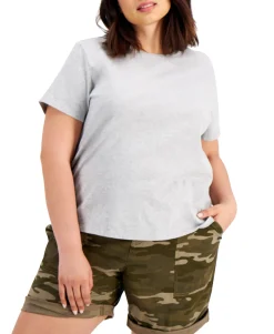 Women's Plus Solid Shrunken Top