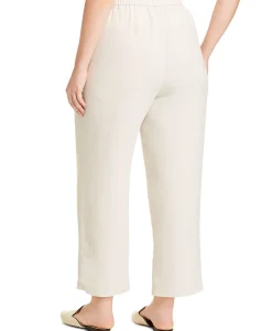 Women's Plus Straight-Fit Silk Pull-On Pants