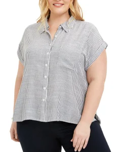 Women's Plus Striped Camp Shirt