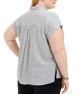 Women's Plus Striped Camp Shirt