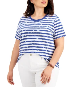 Women's Plus Striped Shrunken Top