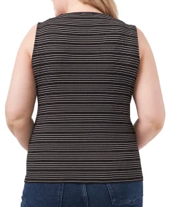 Women's Plus Stripe-Print Cutout Tank Top