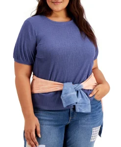 Women's Plus Textured Short Sleeve Top