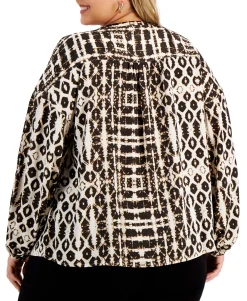 Women's Plus Tie-Dye Charm Peasant Top