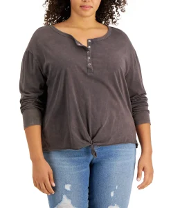 Women's Plus Tie-Hem Henley