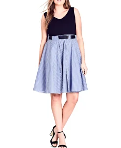 Women's Plus Trendy Contrast Fit & Flare Dress