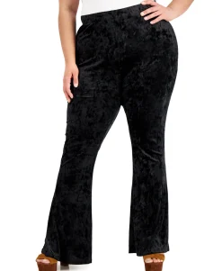 Women's Plus Trendy Crushed-Velvet Flare Pants