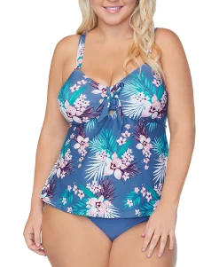 Women's Plus Trendy Haleiwa Floral-Print Tankini Top