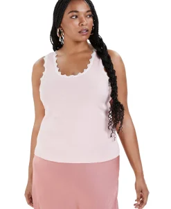 Women's Plus Trendy Lace-Trim Cotton Tank Top