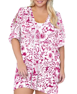 Women's Plus Trendy Making Waves Tranquilo Caftan Cover-Up