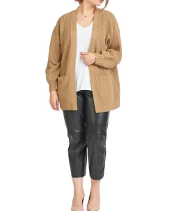 Women's Plus Trendy Ribbed Open-Front Cardigan