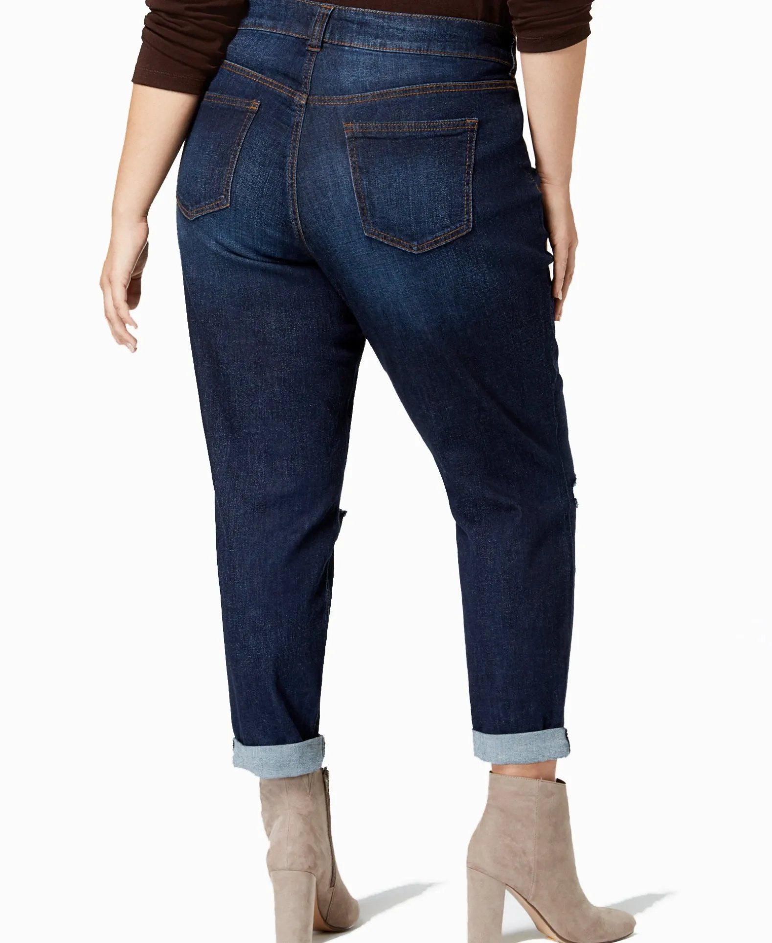 Women's Plus Trendy Ripped Girlfriend Jeans