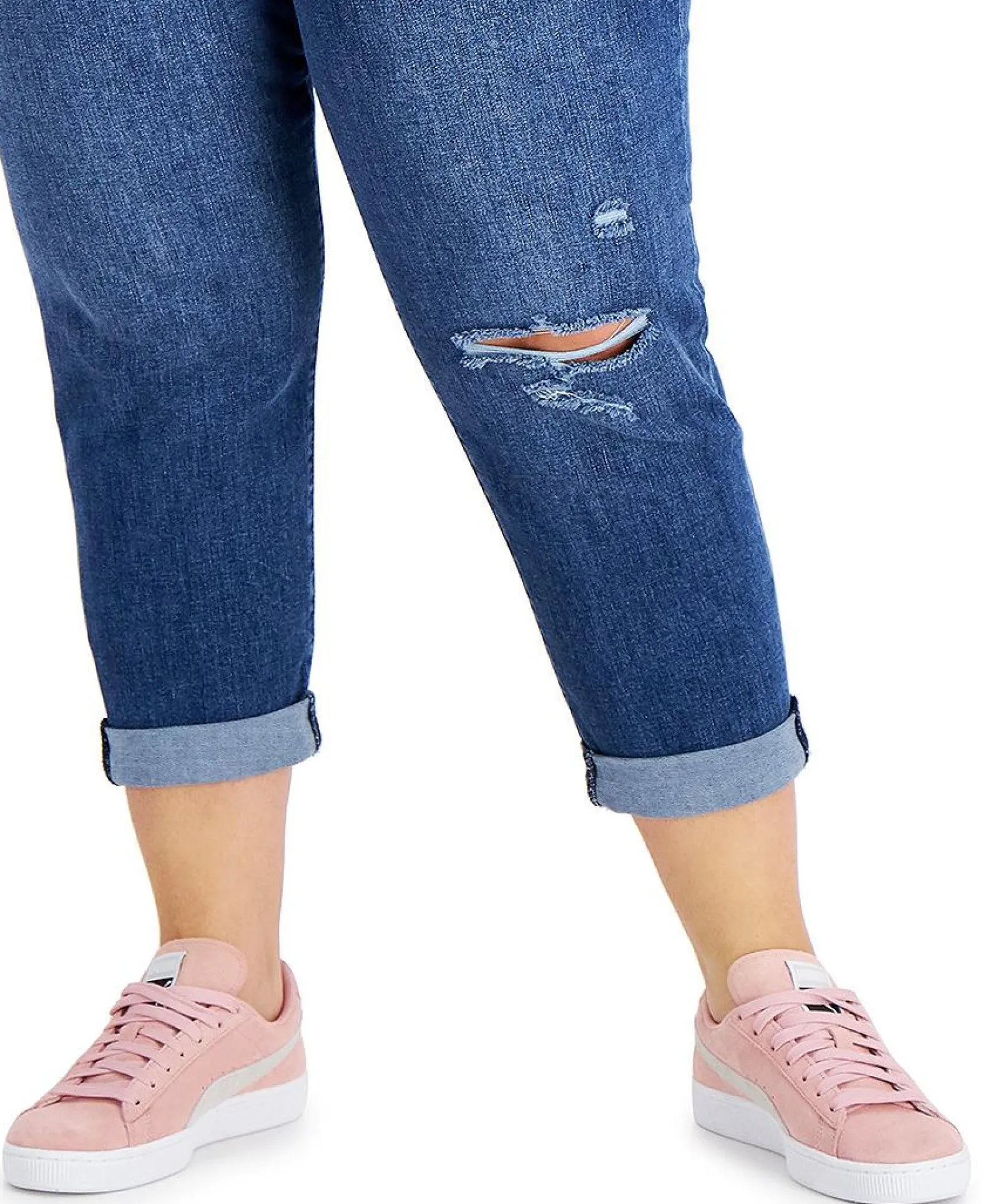 Women's Plus Trendy Ripped Girlfriend Jeans