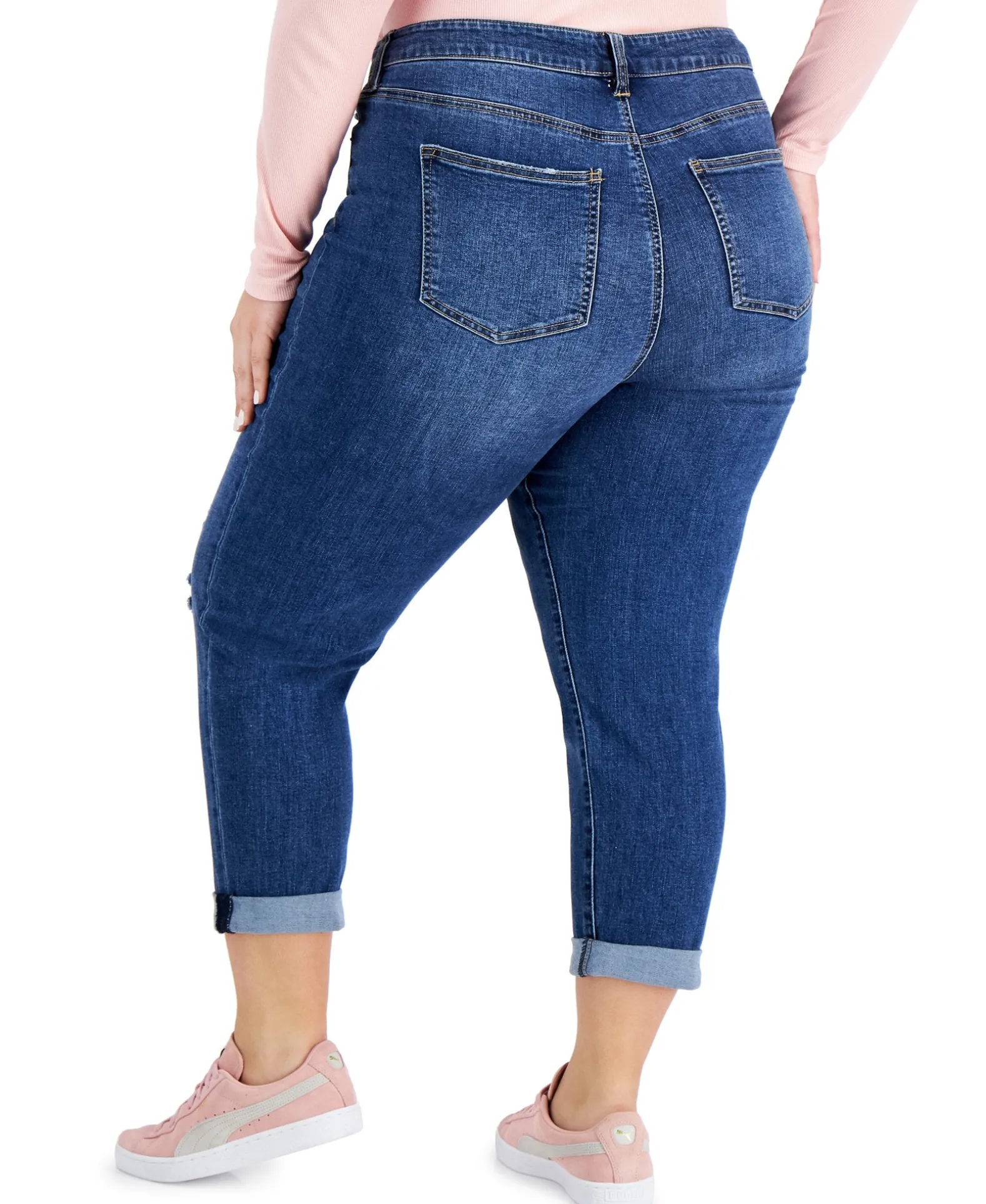 Women's Plus Trendy Ripped Girlfriend Jeans