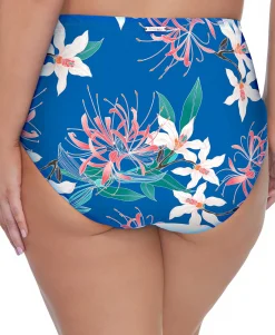 Women's Plus Trendy Summer Bloom Printed High-Waist Bikini Bottoms