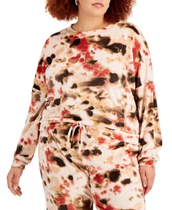 Women's Plus Trendy Velour Drop-Shoulder Sweatshirt