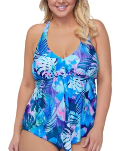 Women's Plus Trendy Vieques Trinadad Printed Tankini Top