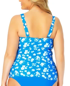 Women's Plus Twist-Front Shirred Tankini Top