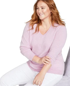 Women's Plus V-Neck Cashmere Sweater