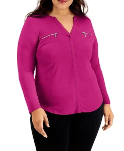 Women's Plus Zip-Pocket Top
