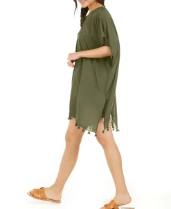 Women's Pom Pom Caftan Swim Cover-Up