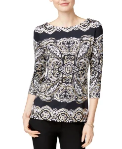 Women's Printed Boat-Neck Top