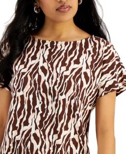 Women's Printed Boat-Neck T-Shirt