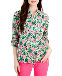Women's Printed Button-Up Shirt