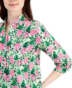 Women's Printed Button-Up Shirt