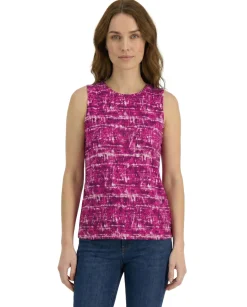 Women's Printed Cinched-Waist Sleeveless Top
