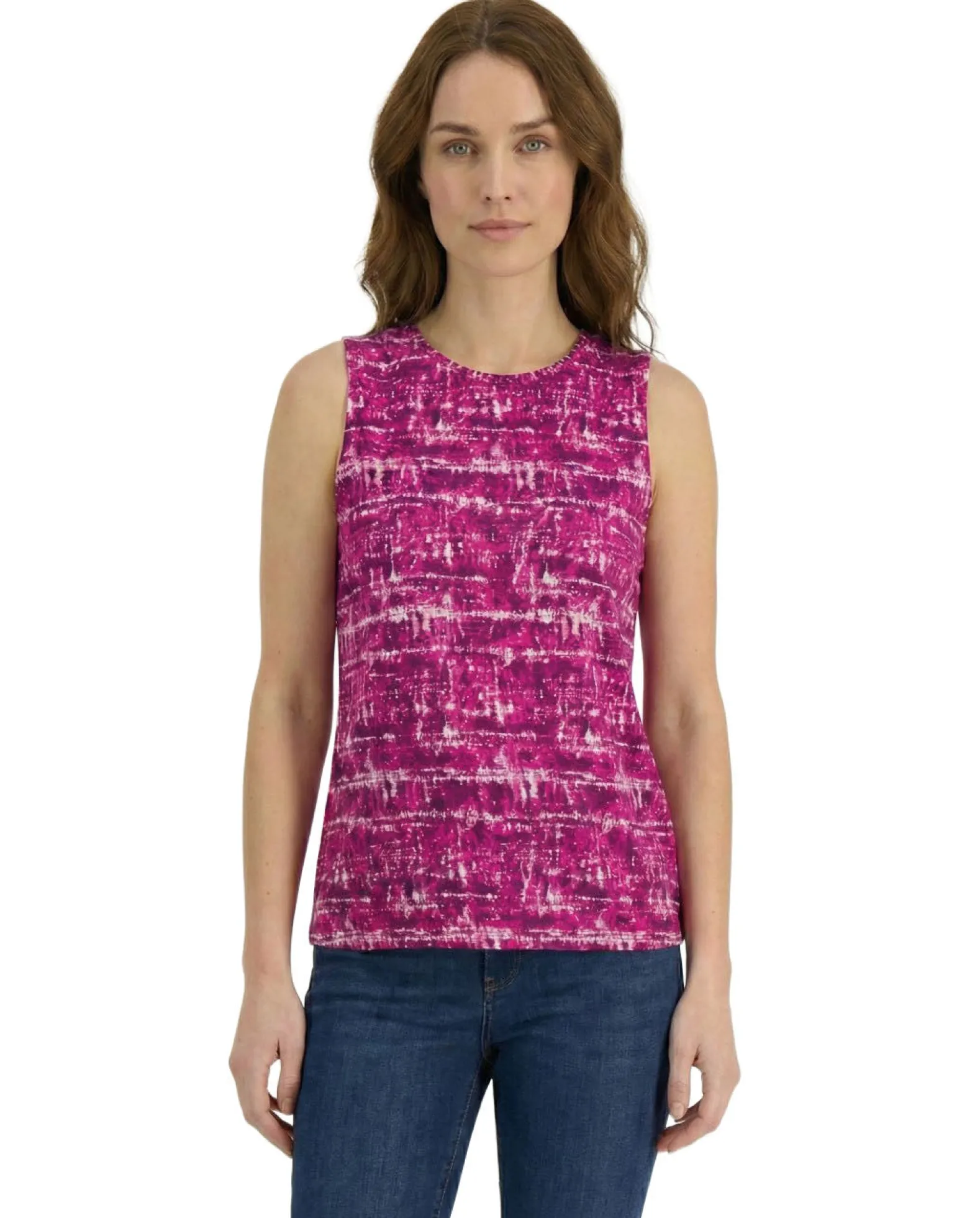 Women's Printed Cinched-Waist Sleeveless Top