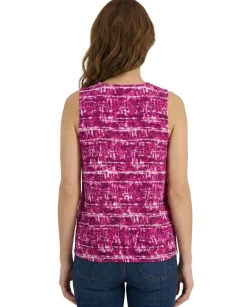 Women's Printed Cinched-Waist Sleeveless Top