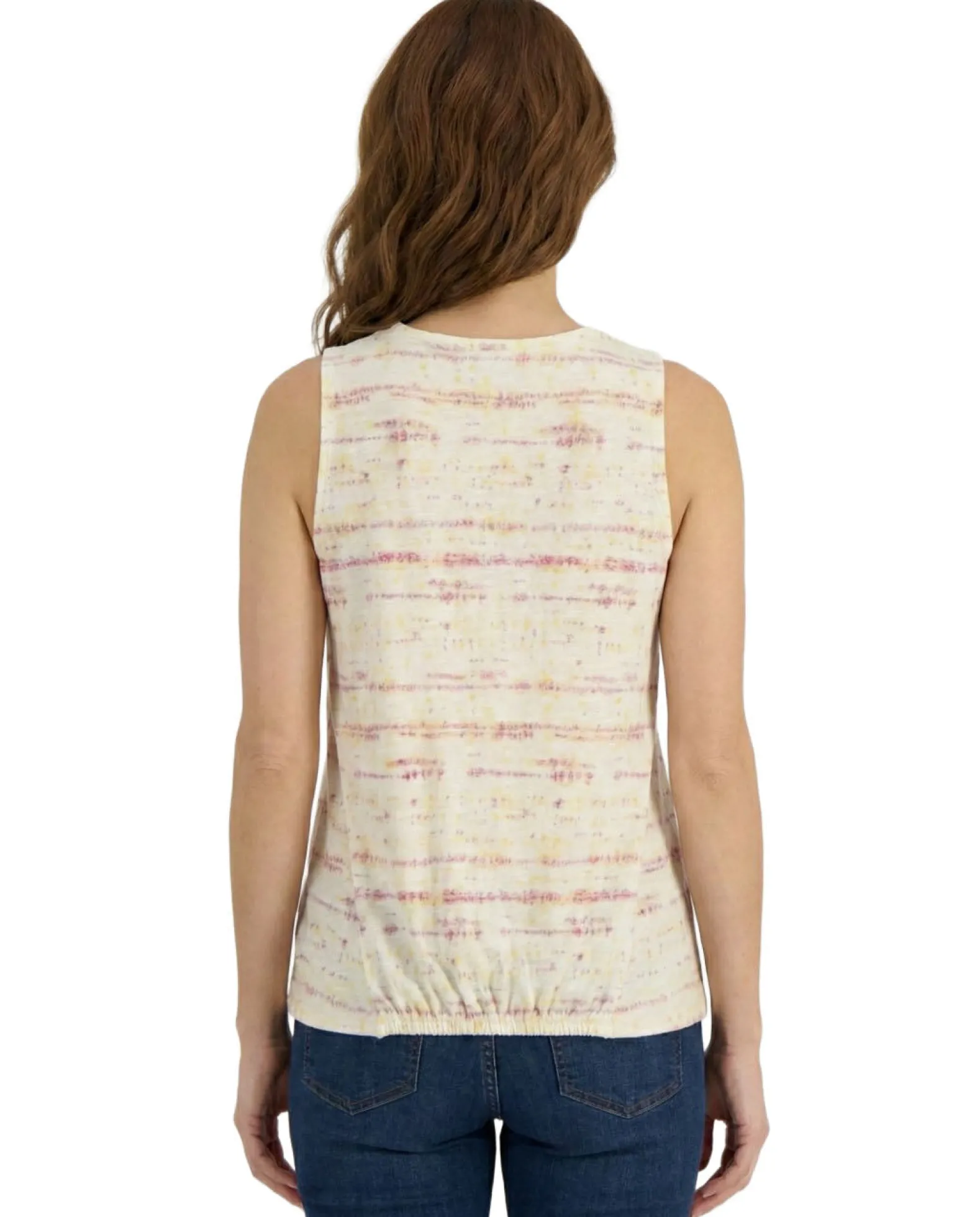 Women's Printed Cinched-Waist Sleeveless Top