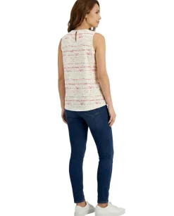 Women's Printed Cinched-Waist Sleeveless Top