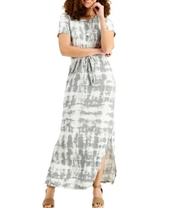 Women's Printed Drawstring-Waist Maxi Dress