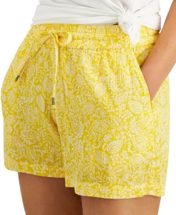 Women's Printed Gauze Drawstring Shorts