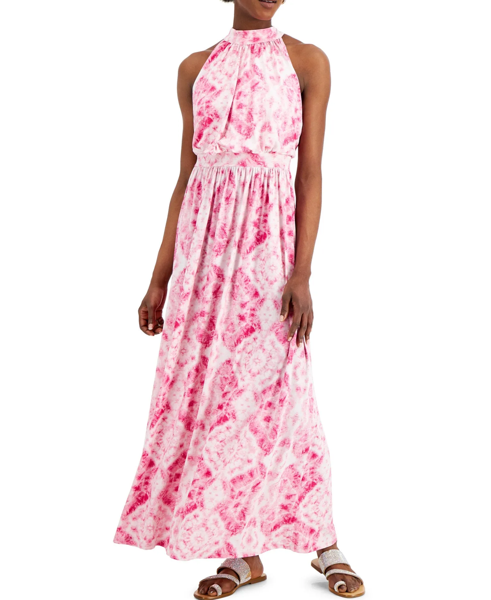 Women's Printed Halter-Neck Maxi Dress
