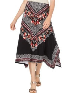 Women's Printed Handkerchief-Hem Skirt