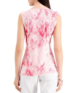 Women's Printed Jacquard Keyhole-Neck Top