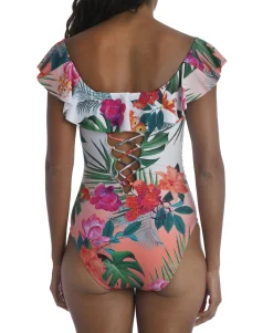 Women's Printed Off-The-Shoulder One-Piece Swimsuit