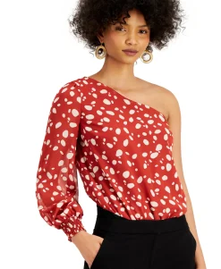 Women's Printed One-Shoulder Bodysuit