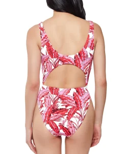 Women's Printed Paradiso Palm O-Ring Cut-Out One-Piece Swimsuit